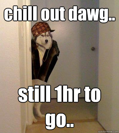 chill out dawg.. still 1hr to go..  Scumbag dog