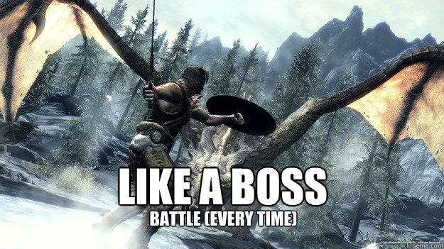 LIKE A BOSS  battle (every time)  Skyrim Dragon
