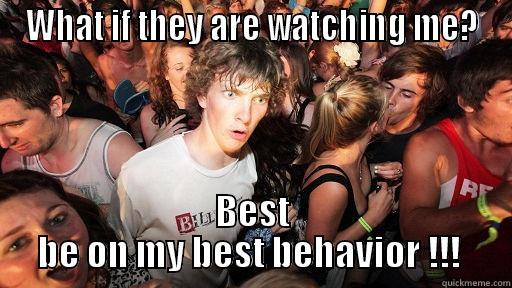 WHAT IF THEY ARE WATCHING ME? BEST BE ON MY BEST BEHAVIOR !!!  Sudden Clarity Clarence