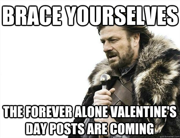 Brace yourselves The forever alone valentine's day posts are coming  