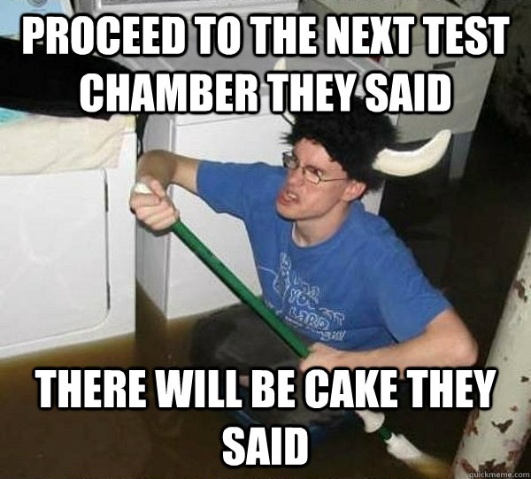 Proceed to the next test chamber they said There will be cake they said - Proceed to the next test chamber they said There will be cake they said  They said