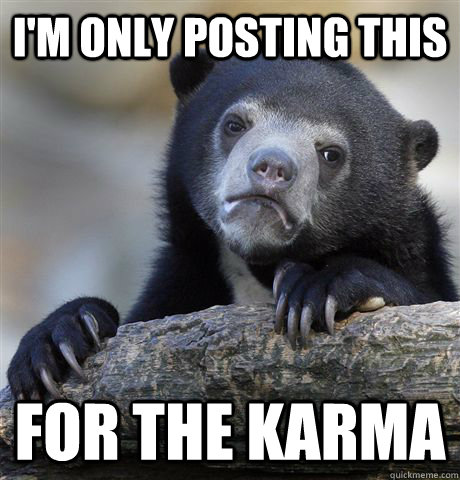 I'm only posting this for the karma - I'm only posting this for the karma  Confession Bear