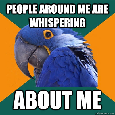 People around me are whispering ABOUT ME  Paranoid Parrot