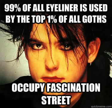 99% of all Eyeliner is used by the top 1% of all goths occupy fascination street  