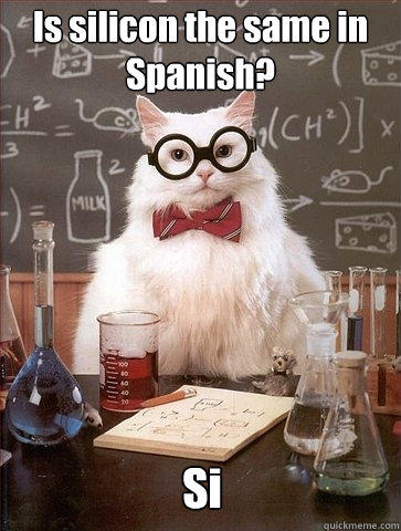 Is silicon the same in Spanish? Si - Is silicon the same in Spanish? Si  Chemistry Cat
