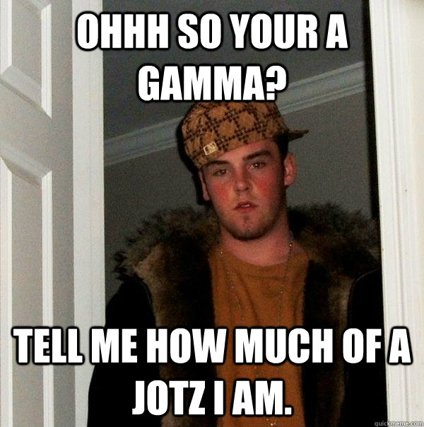 Ohhh so your a  gamma? tell me how much of a jotz i am.  Scumbag Steve
