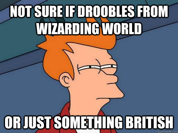 Not sure if droobles from Wizarding World Or just something British - Not sure if droobles from Wizarding World Or just something British  Futurama Fry