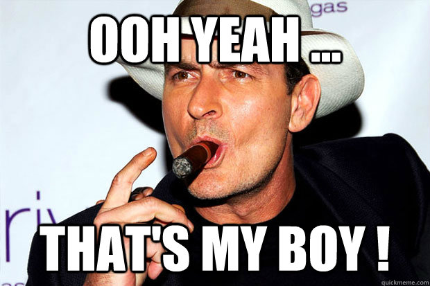 OOh yeah ... That's my boy !  Charlie Sheen - Winning
