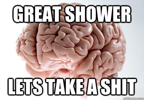 Great shower lets take a shit  Scumbag Brain
