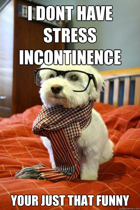 i dont have stress incontinence your just that funny - i dont have stress incontinence your just that funny  Hipster Dog