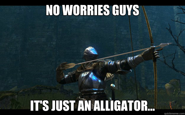 NO worries guys it's just an alligator...  Optimistic Dark Souls player