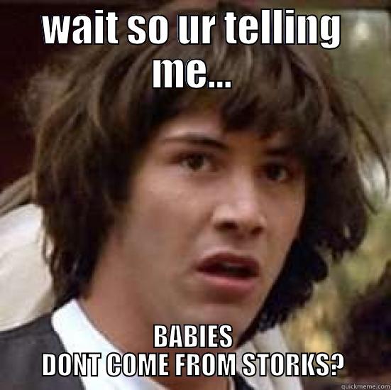 were do babies come from - WAIT SO UR TELLING ME... BABIES DONT COME FROM STORKS? conspiracy keanu