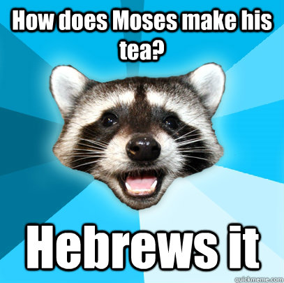 How does Moses make his tea? Hebrews it   Lame Pun Coon