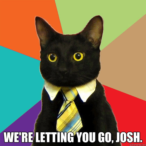  We're letting you go, josh.  -  We're letting you go, josh.   Business Cat
