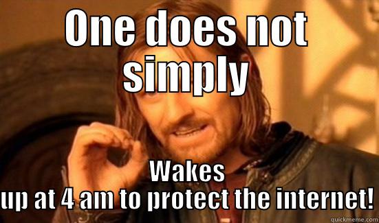 ONE DOES NOT SIMPLY WAKES UP AT 4 AM TO PROTECT THE INTERNET! Boromir