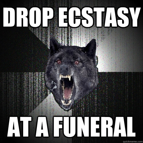drop ecstasy at a funeral  Insanity Wolf