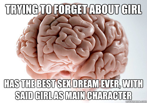 TRYING TO FORGET ABOUT GIRL has the best SEX dream ever, with SAID GIRL as main character  Scumbag Brain