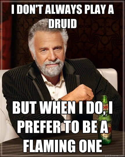 I don't always play a druid But when I do, i prefer to be a flaming one  The Most Interesting Man In The World