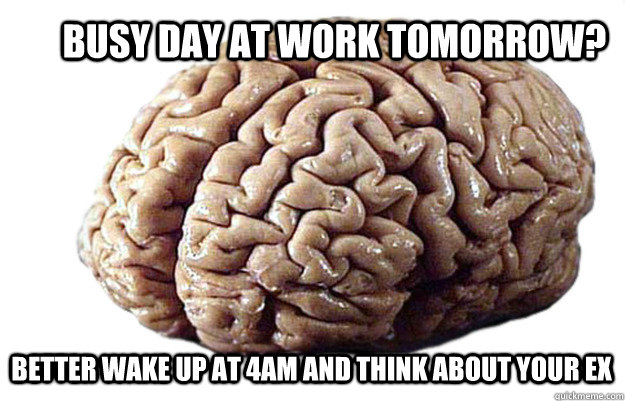 Busy day at work tomorrow? Better wake up at 4am and think about your ex - Busy day at work tomorrow? Better wake up at 4am and think about your ex  troll brain