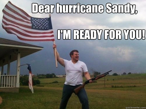 Dear hurricane Sandy, I'M READY FOR YOU! - Dear hurricane Sandy, I'M READY FOR YOU!  Hurricane Sandy