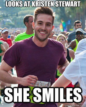 Looks at kristen stewart she smiles  Ridiculously photogenic guy