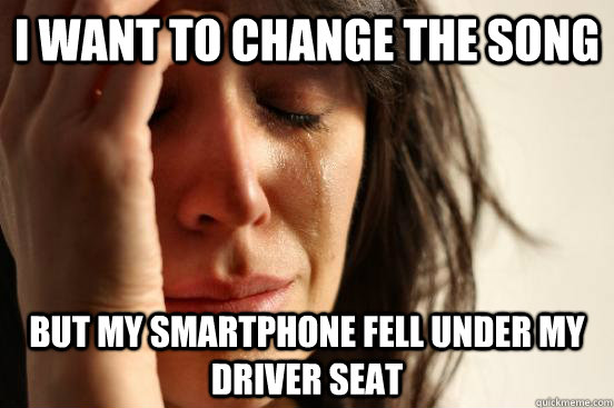 I want to change the song but my smartphone fell under my driver seat  First World Problems