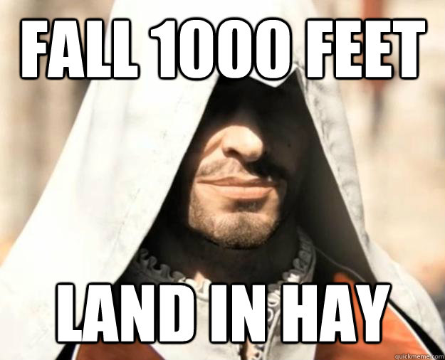 Fall 1000 feet land in hay  