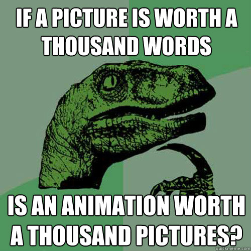 If a picture is worth a thousand words Is an animation worth a thousand pictures?  Philosoraptor