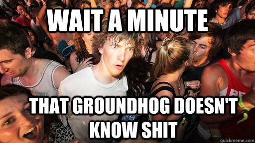 wait a minute that groundhog doesn't know shit  Sudden Clarity Clarence