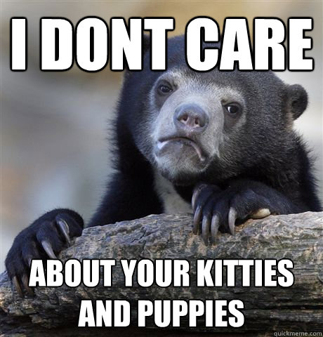 I dont care about your kitties and puppies  Confession Bear
