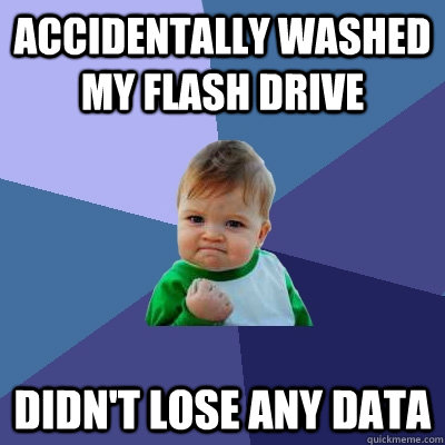 accidentally Washed my flash drive didn't lose any data  Success Kid