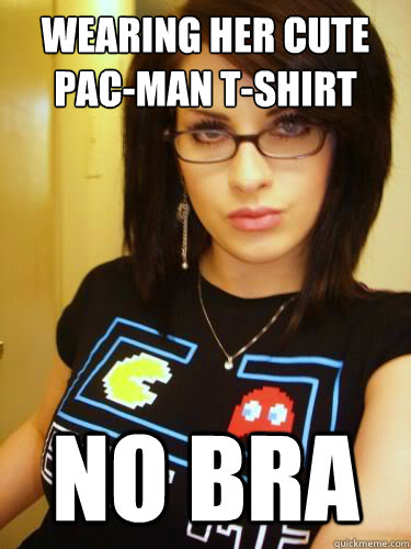 wearing her cute pac-man t-shirt no bra - wearing her cute pac-man t-shirt no bra  Cool Chick Carol