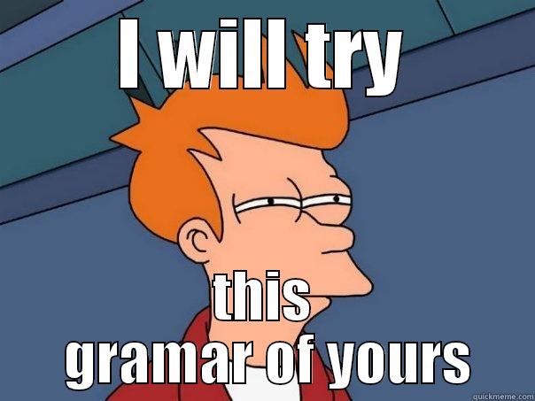 I WILL TRY THIS  GRAMMAR OF YOURS Futurama Fry