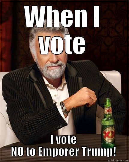 WHEN I VOTE I VOTE NO TO EMPORER TRUMP! The Most Interesting Man In The World