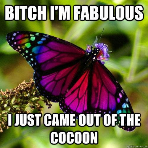Bitch I'm fabulous i just came out of the cocoon  