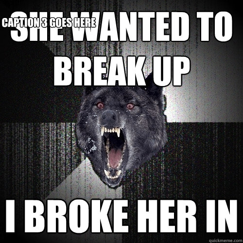 she wanted to break up i broke her in Caption 3 goes here  Insanity Wolf