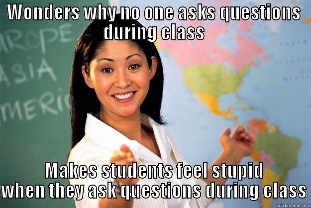 WONDERS WHY NO ONE ASKS QUESTIONS DURING CLASS MAKES STUDENTS FEEL STUPID WHEN THEY ASK QUESTIONS DURING CLASS Unhelpful High School Teacher