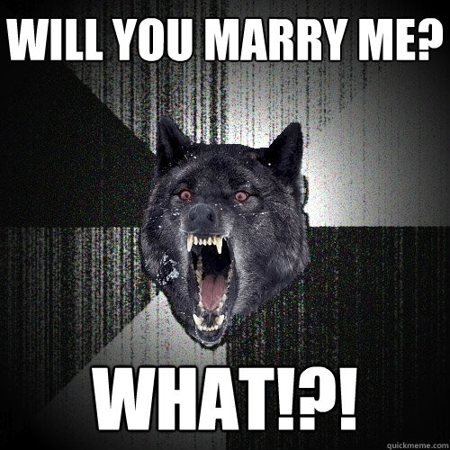 Will you marry me? WHAT!?!  Insanity Wolf
