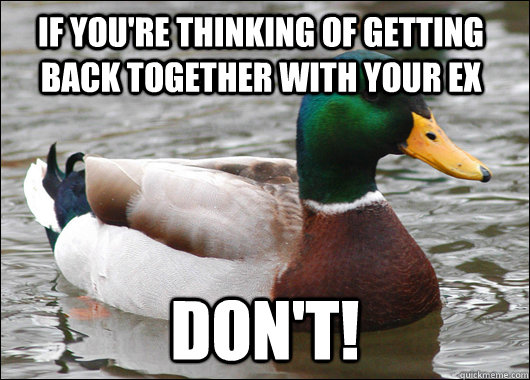 If you're thinking of getting back together with your Ex Don't!  Actual Advice Mallard