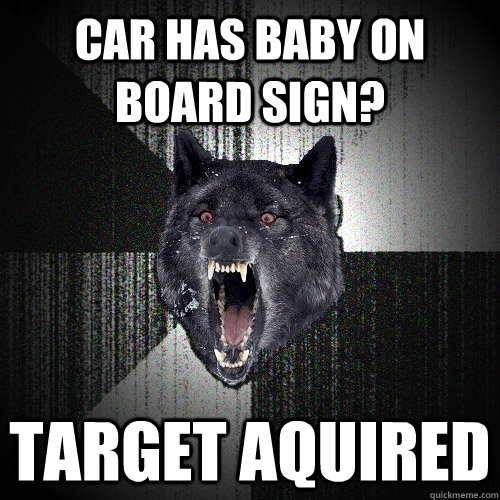 Car has baby on board sign? Target Aquired        Insanity Wolf