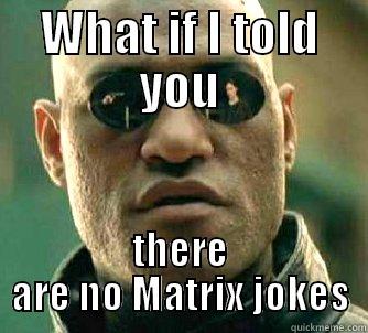 No Matrix joke - WHAT IF I TOLD YOU THERE ARE NO MATRIX JOKES Matrix Morpheus