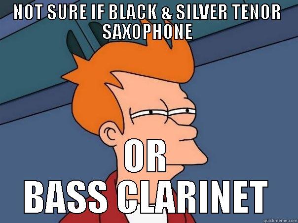bass clarinet or black and silver tenor sax? - NOT SURE IF BLACK & SILVER TENOR SAXOPHONE OR BASS CLARINET Futurama Fry