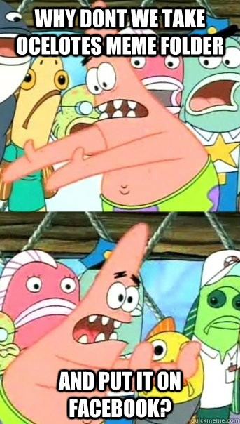 Why dont we take Ocelotes meme folder And put it on facebook?  Push it somewhere else Patrick