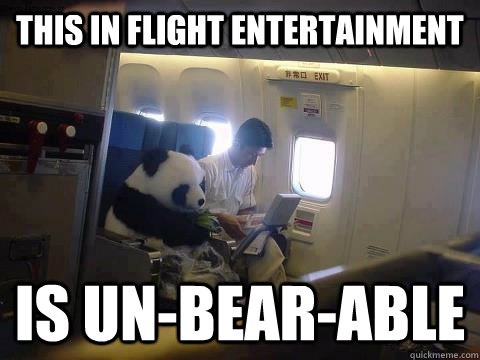 THis in flight entertainment Is un-bear-able  