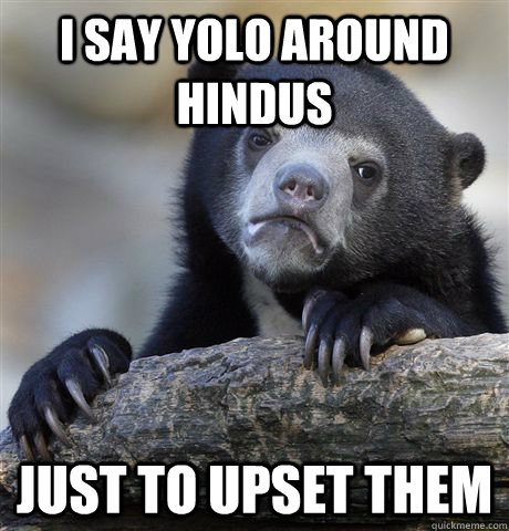 i say yolo around hindus just to upset them  Confession Bear