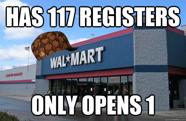 HAS 117 REGISTERS oNLY OPENS 1  scumbag walmart