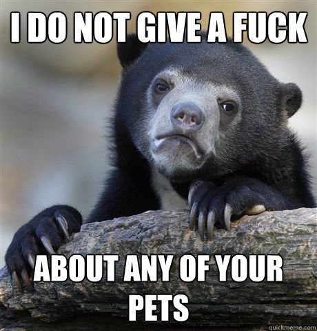 I do not give a fuck about any of your pets  Confession Bear