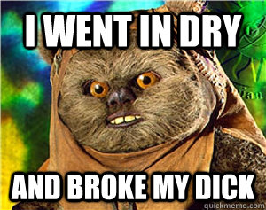 I went in dry and broke my dick  Rape Ewok