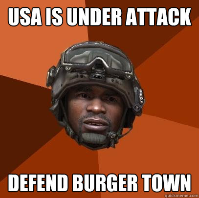 usa is under attack defend burger town - usa is under attack defend burger town  Sgt. Foley