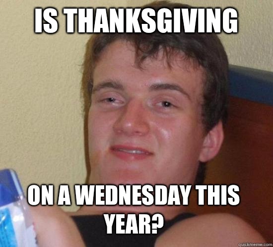 is thanksgiving on a wednesday this year? - is thanksgiving on a wednesday this year?  10 Guy